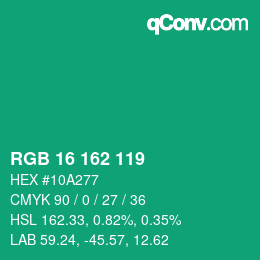 Color code: RGB 16 162 119 | qconv.com