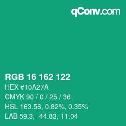 Color code: RGB 16 162 122 | qconv.com