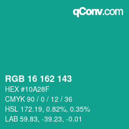 Color code: RGB 16 162 143 | qconv.com