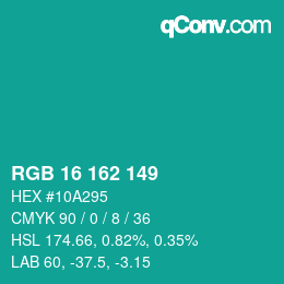 Color code: RGB 16 162 149 | qconv.com