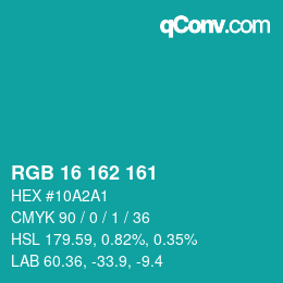 Color code: RGB 16 162 161 | qconv.com