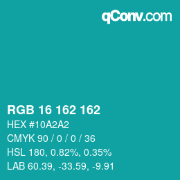 カラーコード: RGB 16 162 162 | qconv.com