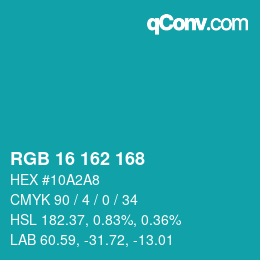 Color code: RGB 16 162 168 | qconv.com