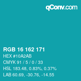 Color code: RGB 16 162 171 | qconv.com