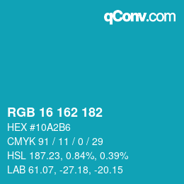 Color code: RGB 16 162 182 | qconv.com
