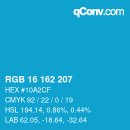 Color code: RGB 16 162 207 | qconv.com