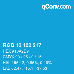 Color code: RGB 16 162 217 | qconv.com