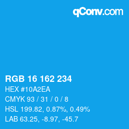 Color code: RGB 16 162 234 | qconv.com