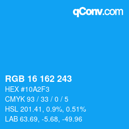 Color code: RGB 16 162 243 | qconv.com