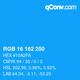 Color code: RGB 16 162 250 | qconv.com