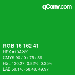 Color code: RGB 16 162 41 | qconv.com