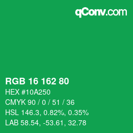 カラーコード: RGB 16 162 80 | qconv.com