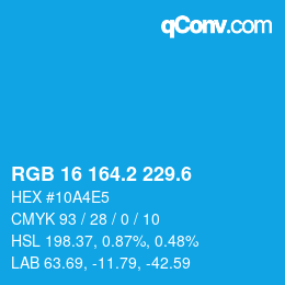 カラーコード: RGB 16 164.2 229.6 | qconv.com