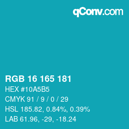 Color code: RGB 16 165 181 | qconv.com