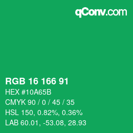 Color code: RGB 16 166 91 | qconv.com