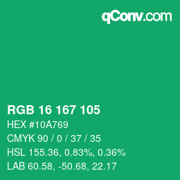 Color code: RGB 16 167 105 | qconv.com