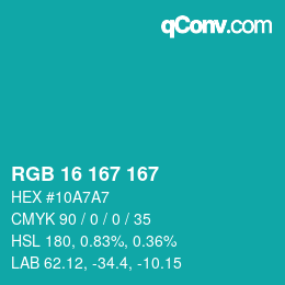 Color code: RGB 16 167 167 | qconv.com
