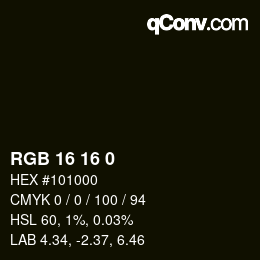 Color code: RGB 16 16 0 | qconv.com