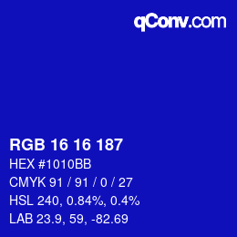 Color code: RGB 16 16 187 | qconv.com