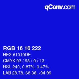 Color code: RGB 16 16 222 | qconv.com