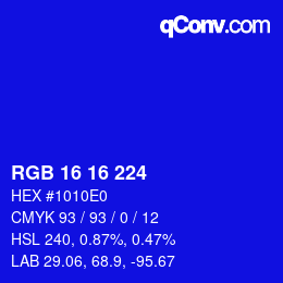 Color code: RGB 16 16 224 | qconv.com