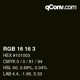 Color code: RGB 16 16 3 | qconv.com