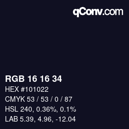 Color code: RGB 16 16 34 | qconv.com