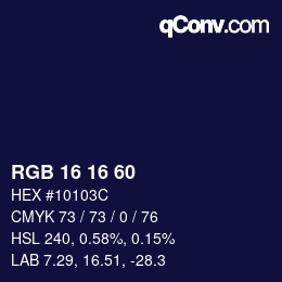 Color code: RGB 16 16 60 | qconv.com