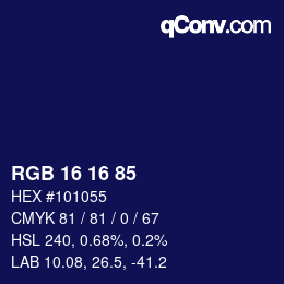 Color code: RGB 16 16 85 | qconv.com