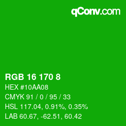 Código de color: RGB 16 170 8 | qconv.com