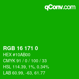 Color code: RGB 16 171 0 | qconv.com
