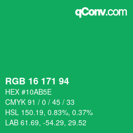 Código de color: RGB 16 171 94 | qconv.com