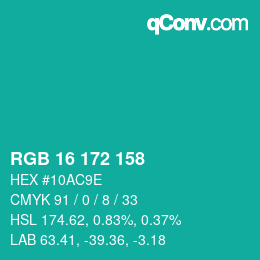 Color code: RGB 16 172 158 | qconv.com