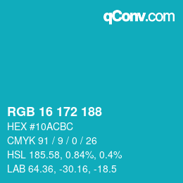 Color code: RGB 16 172 188 | qconv.com