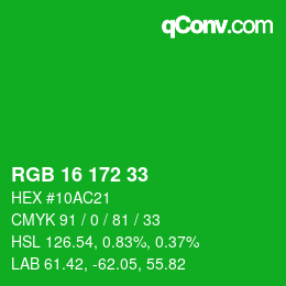 Color code: RGB 16 172 33 | qconv.com