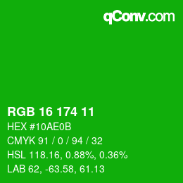 Color code: RGB 16 174 11 | qconv.com