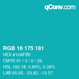 Color code: RGB 16 175 181 | qconv.com