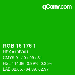 カラーコード: RGB 16 176 1 | qconv.com