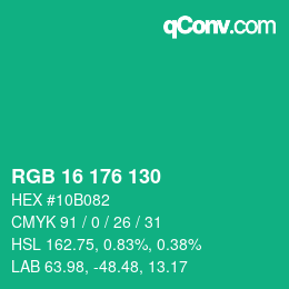 カラーコード: RGB 16 176 130 | qconv.com