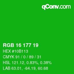 Color code: RGB 16 177 19 | qconv.com