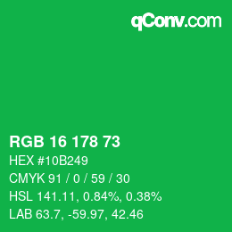 Color code: RGB 16 178 73 | qconv.com