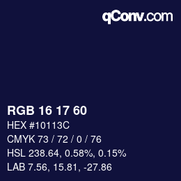 カラーコード: RGB 16 17 60 | qconv.com