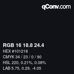 カラーコード: RGB 16 18.8 24.4 | qconv.com