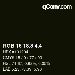 カラーコード: RGB 16 18.8 4.4 | qconv.com