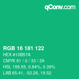 カラーコード: RGB 16 181 122 | qconv.com