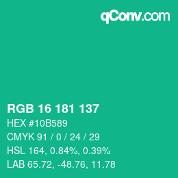 Color code: RGB 16 181 137 | qconv.com