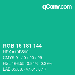 Color code: RGB 16 181 144 | qconv.com