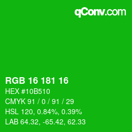 Color code: RGB 16 181 16 | qconv.com