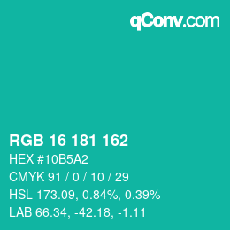 Color code: RGB 16 181 162 | qconv.com