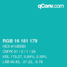 Color code: RGB 16 181 179 | qconv.com